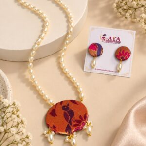 Paithani Pearls necklace & Earrings Set