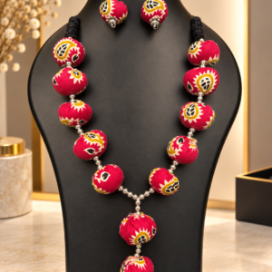 Katha Jewellery – Handmade Fabric Bead Necklace Set