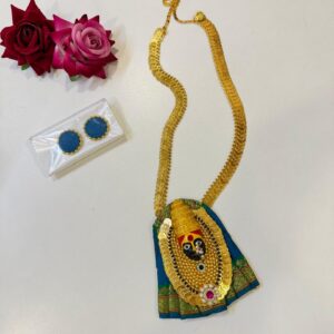 Handcrafted Tulja Bhavani Necklace Set with Earrings-Blue