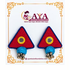 AYA Blue Triangle Fabric Earrings – Handcrafted Fabric Jewellery