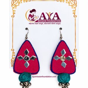 AYA Ruby Peacock Fabric Earrings – Handcrafted Fabric Jewellery