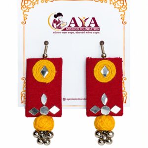 AYA Ruby Rectangle Fabric Earrings – Red Handcrafted Earrings