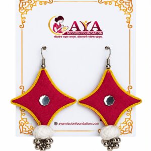 AYA Ruby Star Fabric Earrings – Red Handcrafted Earrings