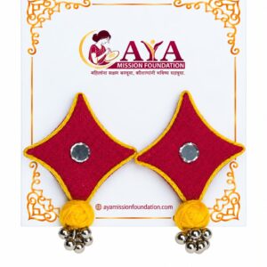AYA Ruby Star Fabric Earrings – Red & Yellow Handcrafted Earrings