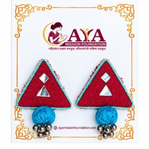 AYA Ruby Triangle Mirror Fabric Earrings – Red Handcrafted Earrings