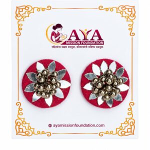 Handcrafted Red Round Floral Fabric Earrings