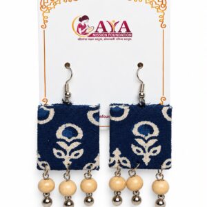 Textile Indigo Earring Square