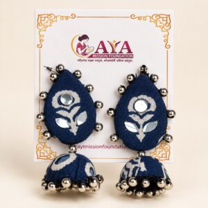 Textile Indigo Earring Jhumka