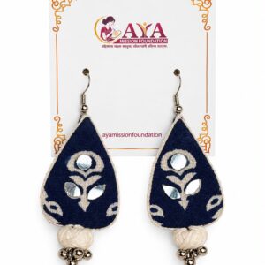 Textile Indigo Earring Almond Shape