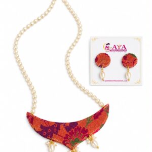 Handcrafted Paithani Chandrakor Pearl Necklace Set