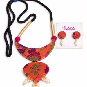 Handcrafted Paithani Chandrakor Necklace Set - Heart Shaped
