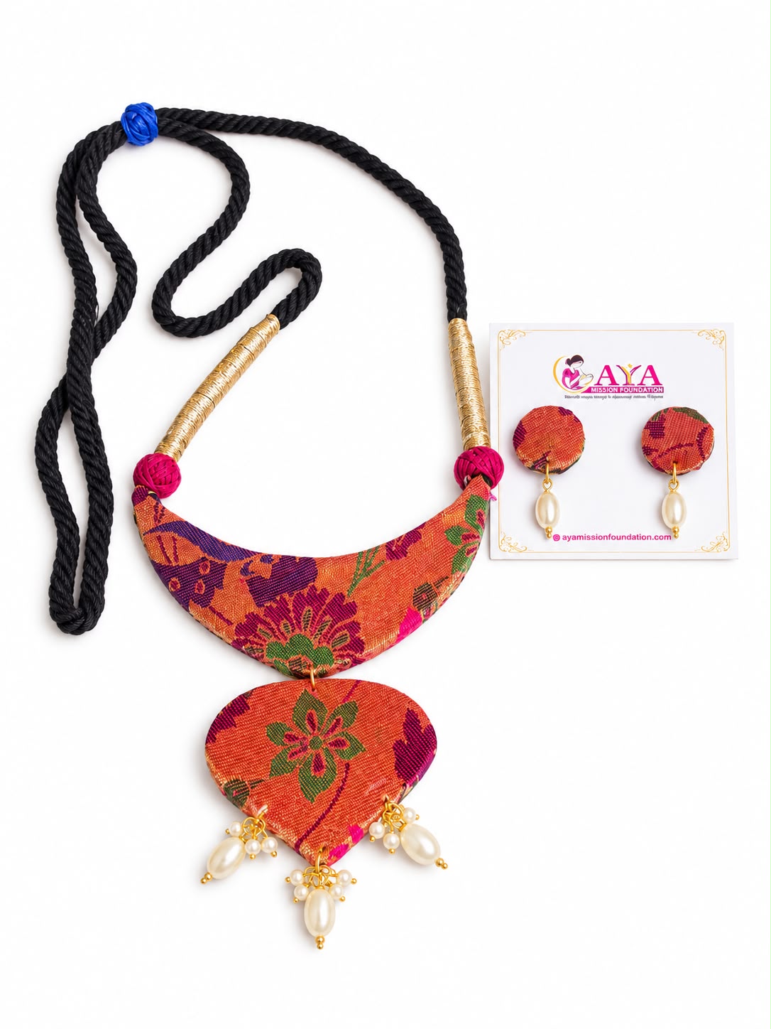Handcrafted Paithani Chandrakor Necklace Set - Heart Shaped