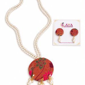 Handcrafted Paithani Moti Necklace Set - Round Shaped